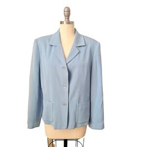 Talbots Washed Silk Blazer Blue Womens 12 NWT Classic Career Jacket